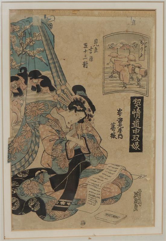 A Japanese woodblock print 36 x 24cm